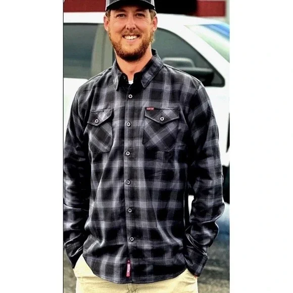 Dixxon CLEETUS McFARLAND FLANNEL Hell Yeah Brother Buttons Men's 2X NWT Black - Picture 1 of 8